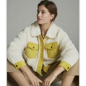 Anthropologie Pilcro Leslie Corduroy Trim Sherpa Trucker Jacket Large